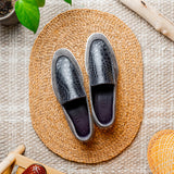 11-603-GRY BENE Sueded Italian Goatskin & Crocodile Loafer Grey