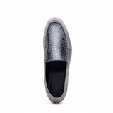 11-603-GRY BENE Sueded Italian Goatskin & Crocodile Loafer Grey