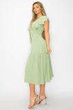 Long Dress With Short Ruffle Sleeves - Wear with style