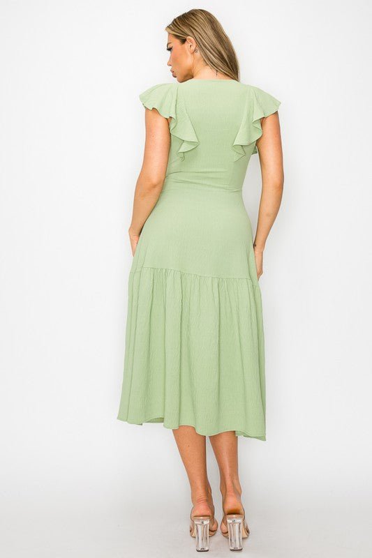 Long Dress With Short Ruffle Sleeves - Wear with style