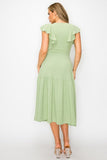 Long Dress With Short Ruffle Sleeves - Wear with style