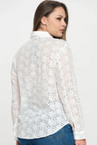 Long Sleeve Button Down Eyelet Top - Wear with style