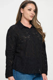 Long Sleeve Button Down Eyelet Top - Wear with style