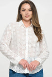 Long Sleeve Button Down Eyelet Top - Wear with style