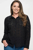 Long Sleeve Button Down Eyelet Top - Wear with style