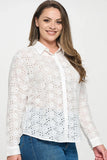 Long Sleeve Button Down Eyelet Top - Wear with style
