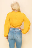Long sleeve crop top with an open front design - Wear with style