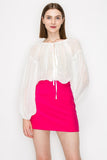 Long sleeve dots jacquard chiffon blouse top - Wear with style