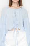 Long sleeve dots jacquard chiffon blouse top - Wear with style
