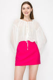 Long sleeve dots jacquard chiffon blouse top - Wear with style