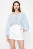 Long sleeve dots jacquard chiffon blouse top - Wear with style