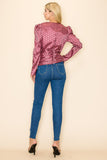 Long Sleeves V neck Top Polka Dot Print - Wear with style