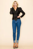 Long Sleeves V neck Top Polka Dot Print - Wear with style