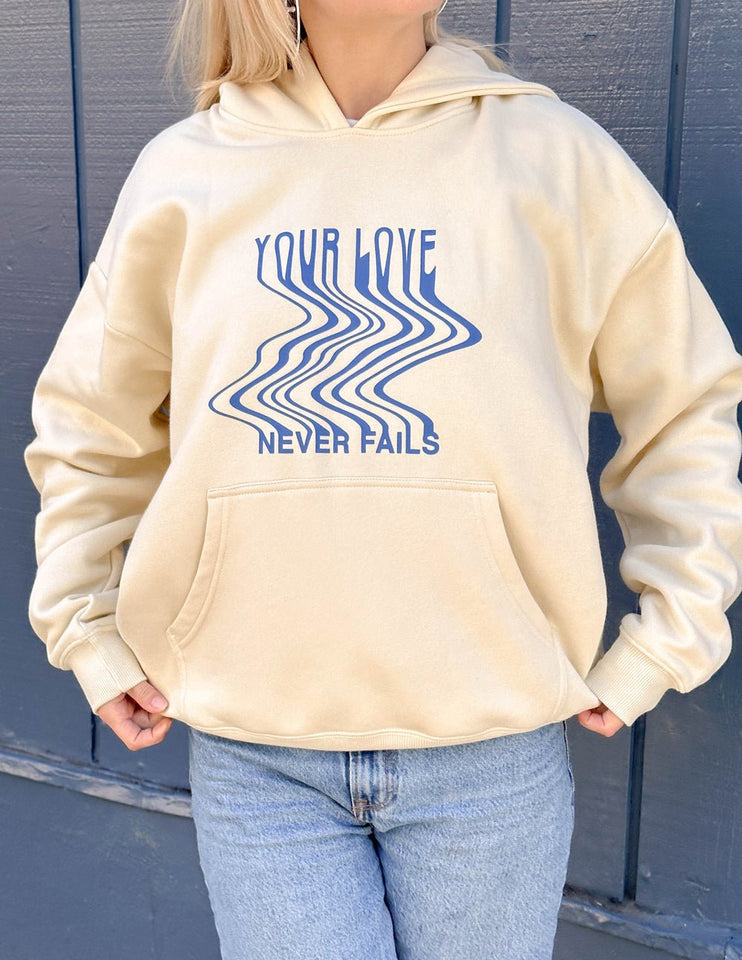 Love Never Fails Cream Unisex Hoodie - Wear with style