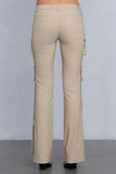 Low Rise Flared Cargo Pants | Stretchy Woven Streetwear with Strap Details - Wear with style