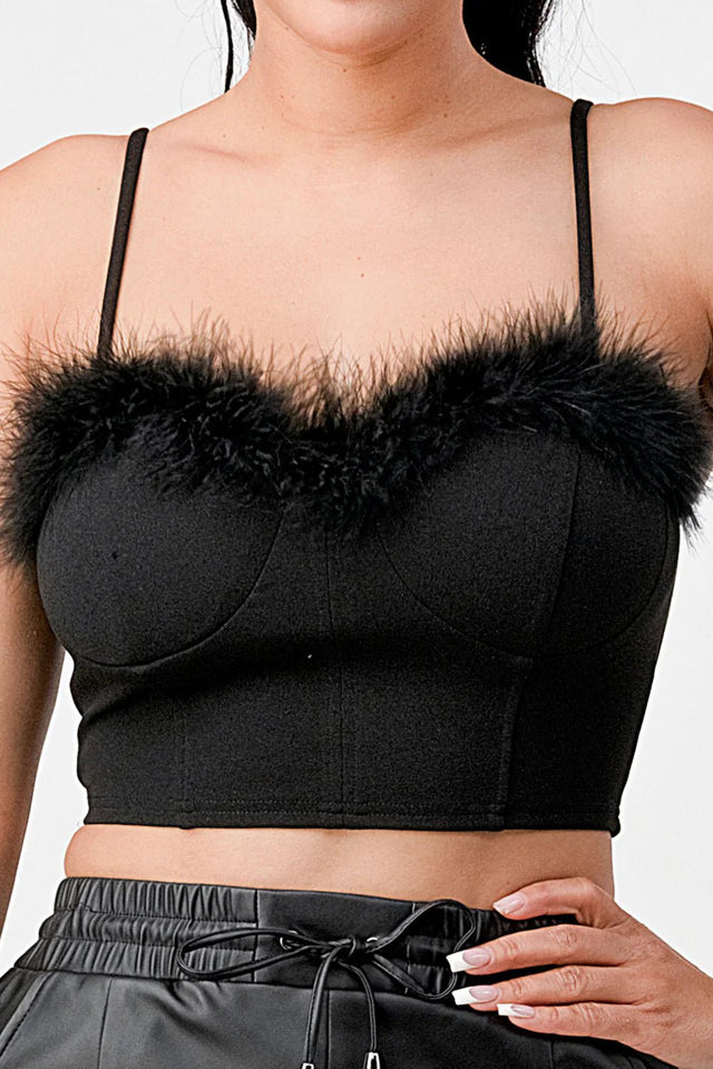 LUX FUR CREPE CROP TOP - Wear with style