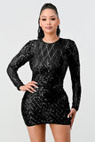 LUX GEO FLORAL SEQUINS BODYCON MINI DRESS - Wear with style