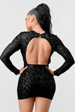 LUX GEO FLORAL SEQUINS BODYCON MINI DRESS - Wear with style