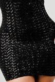 LUX SEQUINS HALTER OPEN BACK SLEEVELESS BODYCON MINI DRESS - Wear with style