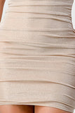LUX SHINY METALIC GLITTER RUFFLED OFF SHOULDER BODYCON MINI DRESS - Wear with style