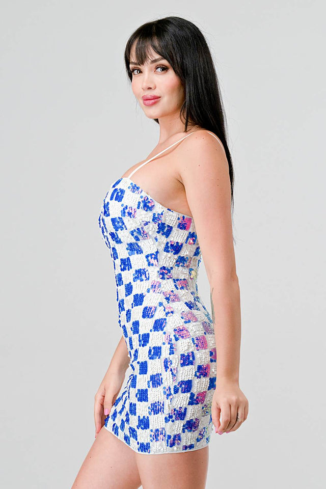 LUXE CHECK PATTERN SEQUINS - Wear with style