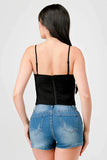 LUXE LACE TRIM SWEETHEART DRAWSTRING BOW ZIPPER CLOSURE BACK CAMI TOP - Wear with style