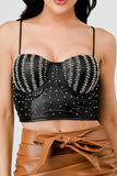 LUXE RHINESTONES COATING SWEETHEART SLEEVELESS BUSTIER TOP - Wear with style