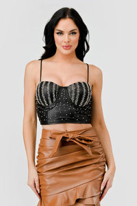 LUXE RHINESTONES COATING SWEETHEART SLEEVELESS BUSTIER TOP - Wear with style