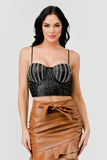 LUXE RHINESTONES COATING SWEETHEART SLEEVELESS BUSTIER TOP - Wear with style