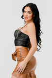 LUXE RHINESTONES COATING SWEETHEART SLEEVELESS BUSTIER TOP - Wear with style