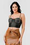 LUXE RHINESTONES COATING SWEETHEART SLEEVELESS BUSTIER TOP - Wear with style
