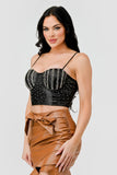 LUXE RHINESTONES COATING SWEETHEART SLEEVELESS BUSTIER TOP - Wear with style