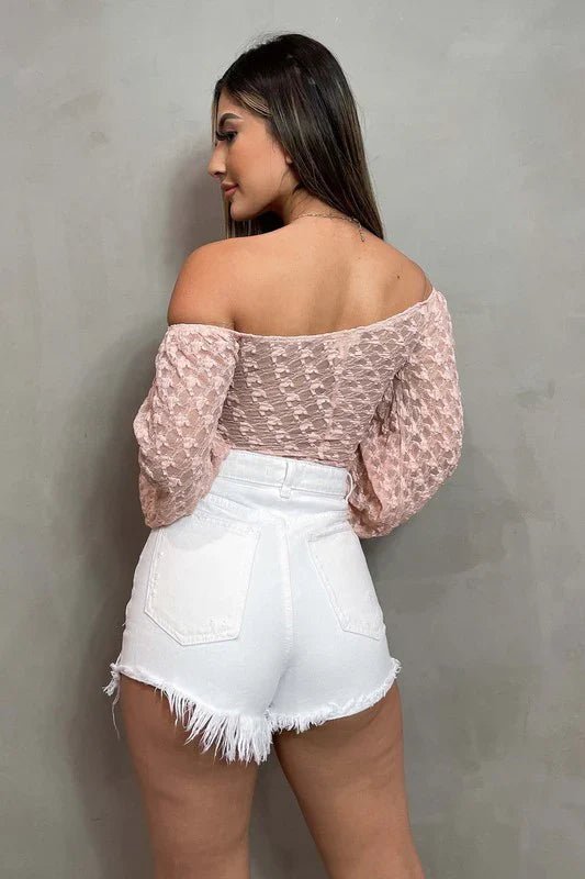 LUXE SHEER LACE OFF SHOULDER LONG SLEEVE BODYSUIT - Wear with style