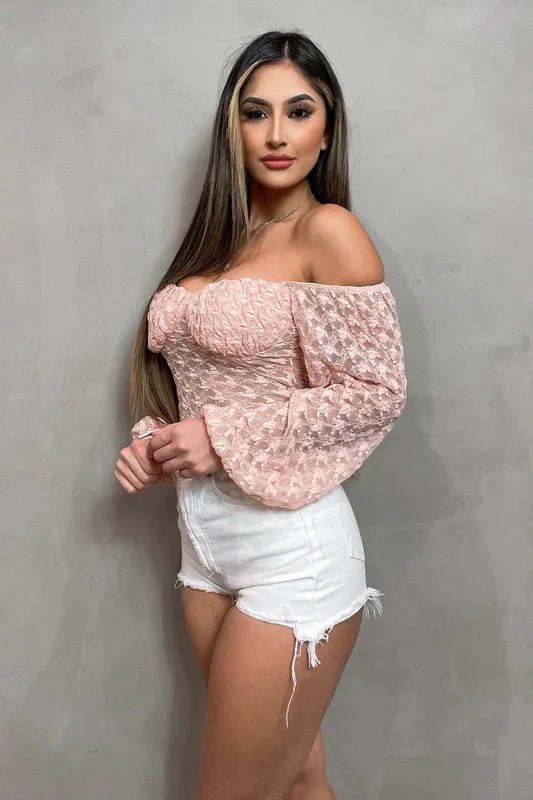 LUXE SHEER LACE OFF SHOULDER LONG SLEEVE BODYSUIT - Wear with style
