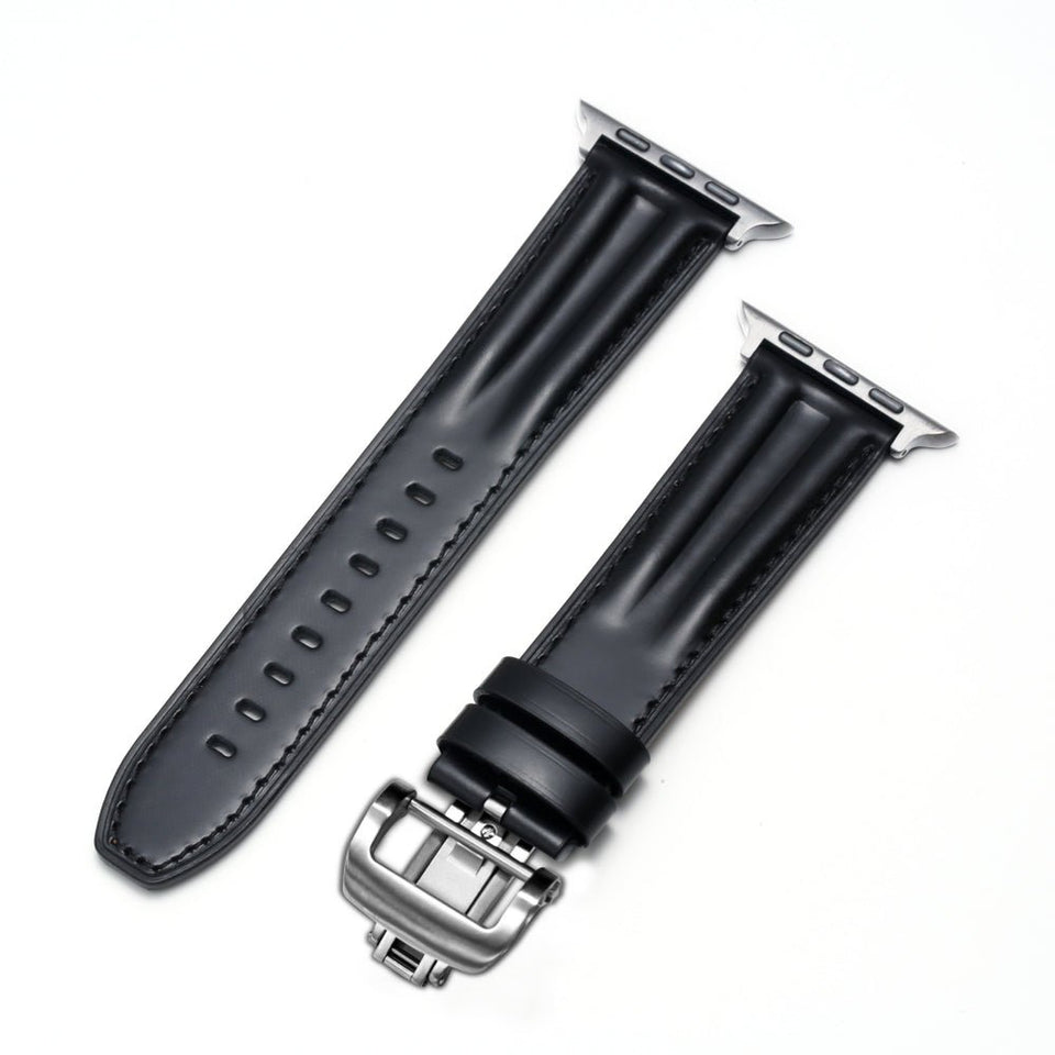 Luxury Full - Grain Leather Butterfly Buckle Band for Apple Watch - Wear with style