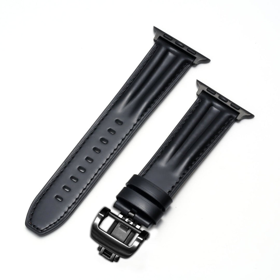 Luxury Full - Grain Leather Butterfly Buckle Band for Apple Watch - Wear with style