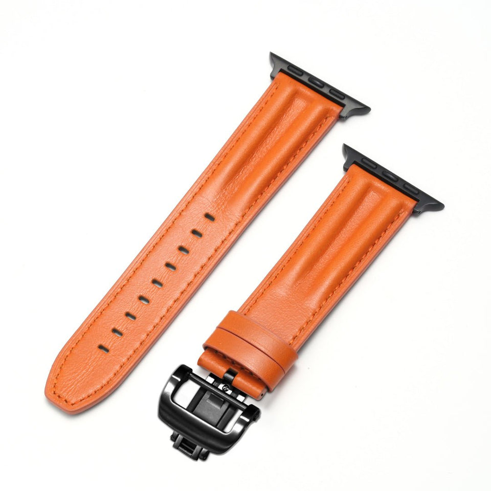 Luxury Full - Grain Leather Butterfly Buckle Band for Apple Watch - Wear with style