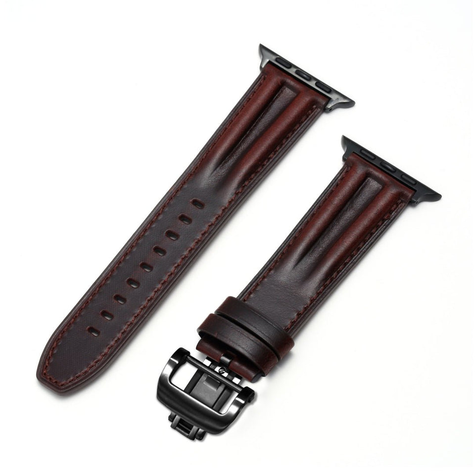 Luxury Full - Grain Leather Butterfly Buckle Band for Apple Watch - Wear with style