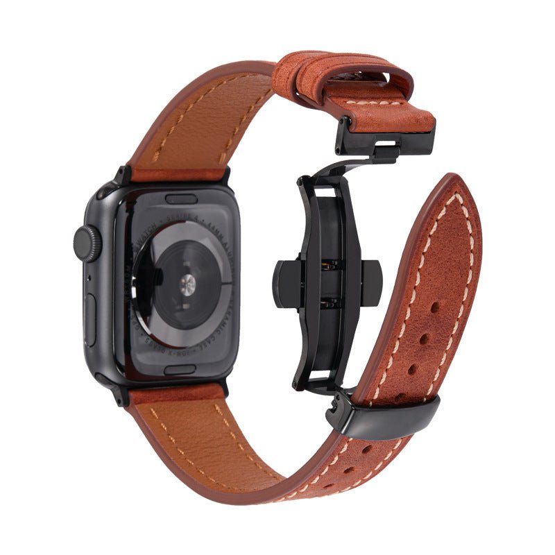 Luxury Leather Butterfly Buckle Band for Apple Watch - Wear with style