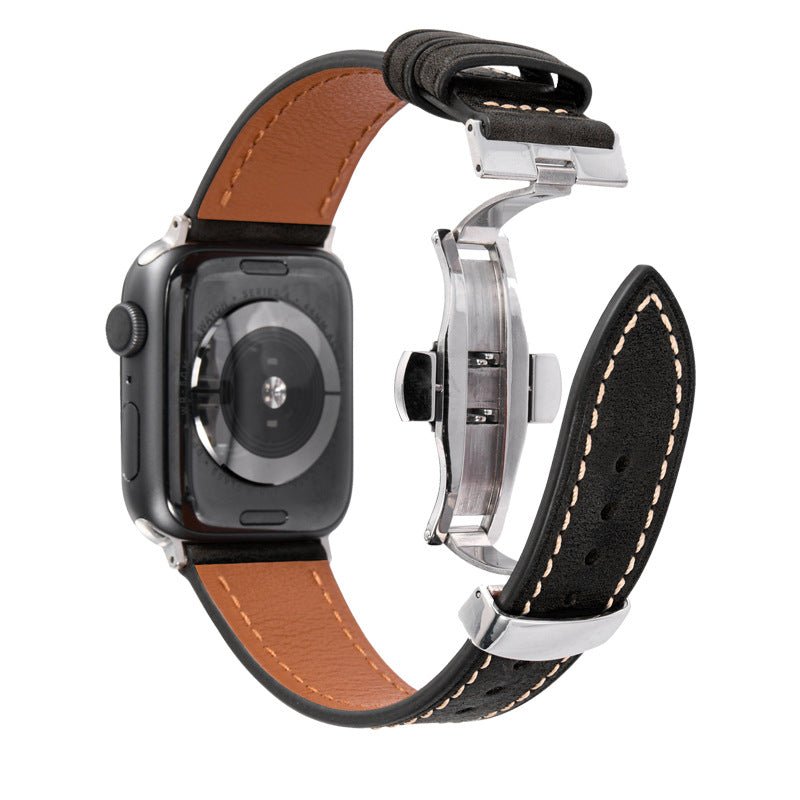 Luxury Leather Butterfly Buckle Band for Apple Watch - Wear with style