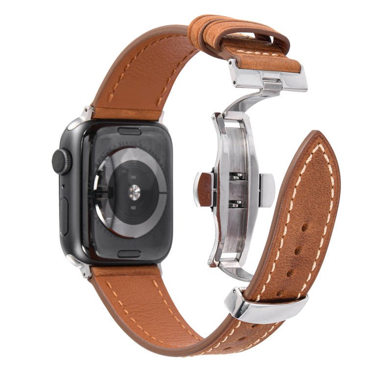Luxury Leather Butterfly Buckle Band for Apple Watch - Wear with style