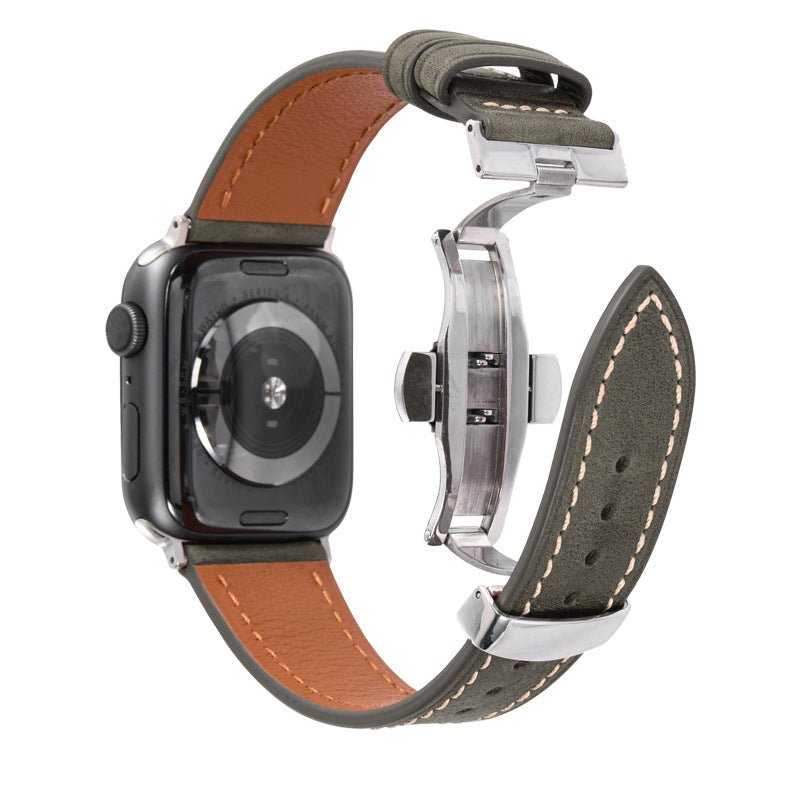 Luxury Leather Butterfly Buckle Band for Apple Watch - Wear with style