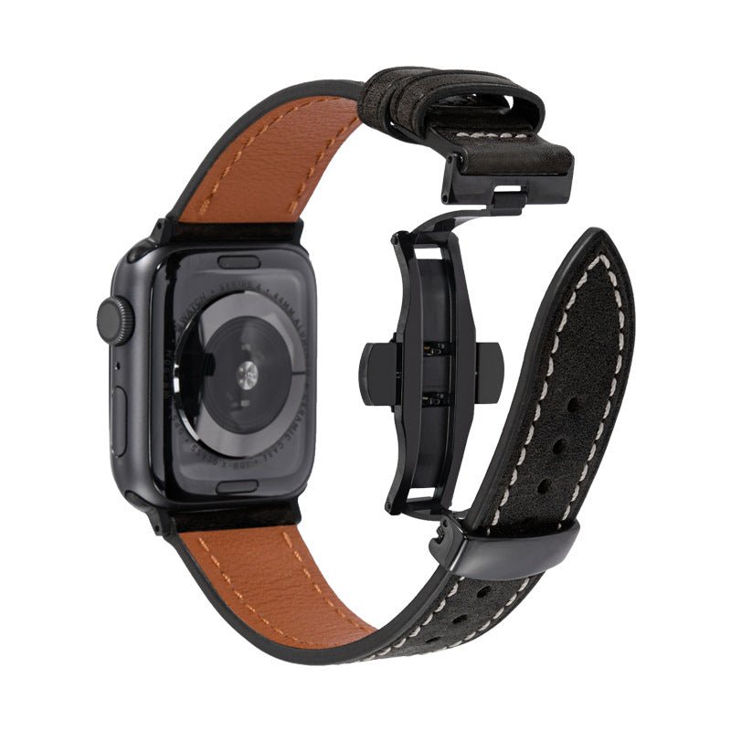 Luxury Leather Butterfly Buckle Band for Apple Watch - Wear with style
