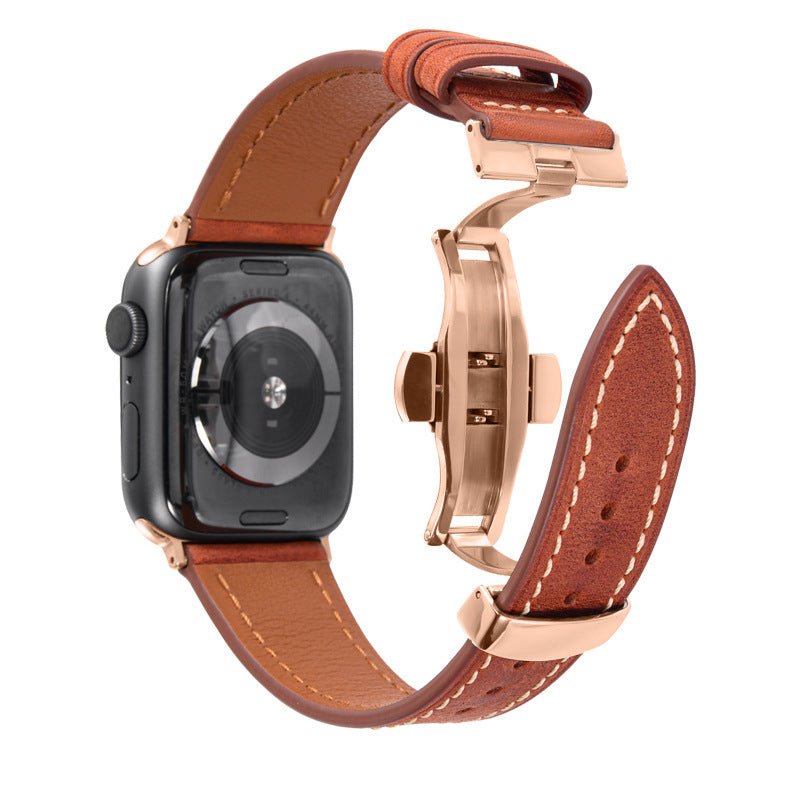 Luxury Leather Butterfly Buckle Band for Apple Watch - Wear with style