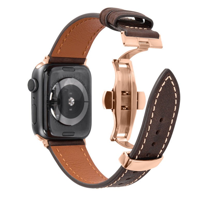 Luxury Leather Butterfly Buckle Band for Apple Watch - Wear with style