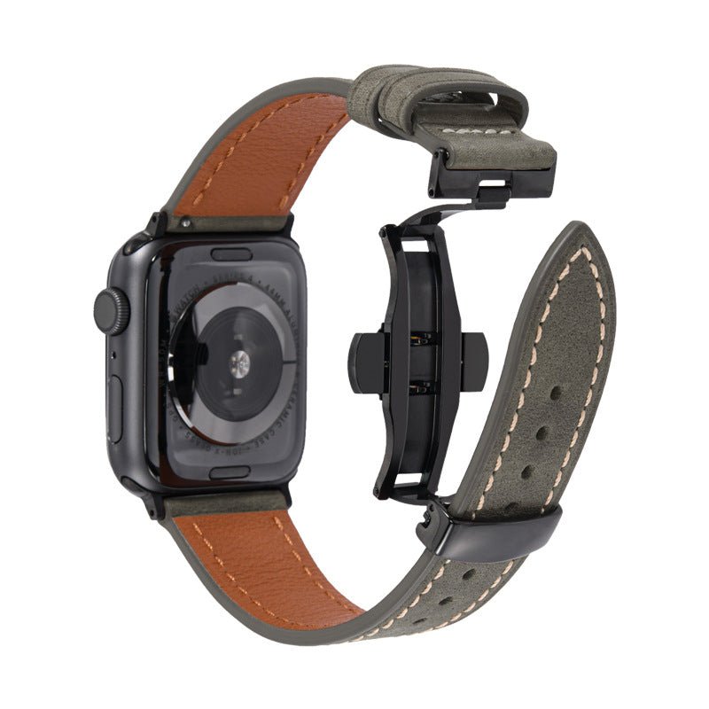 Luxury Leather Butterfly Buckle Band for Apple Watch - Wear with style