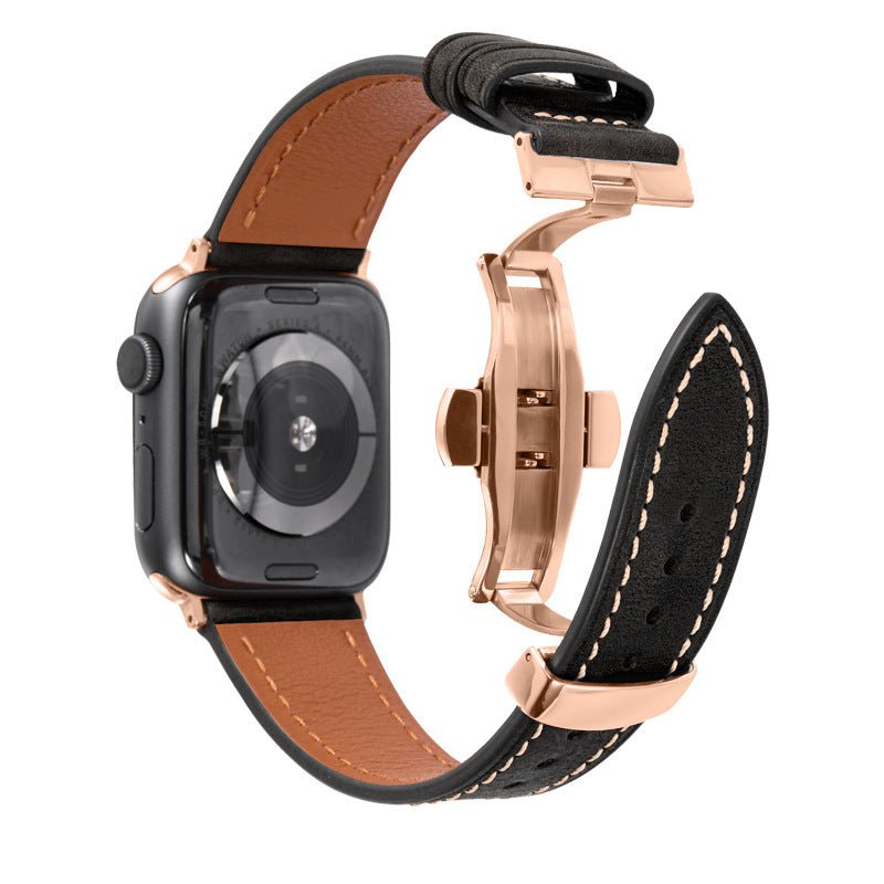 Luxury Leather Butterfly Buckle Band for Apple Watch - Wear with style
