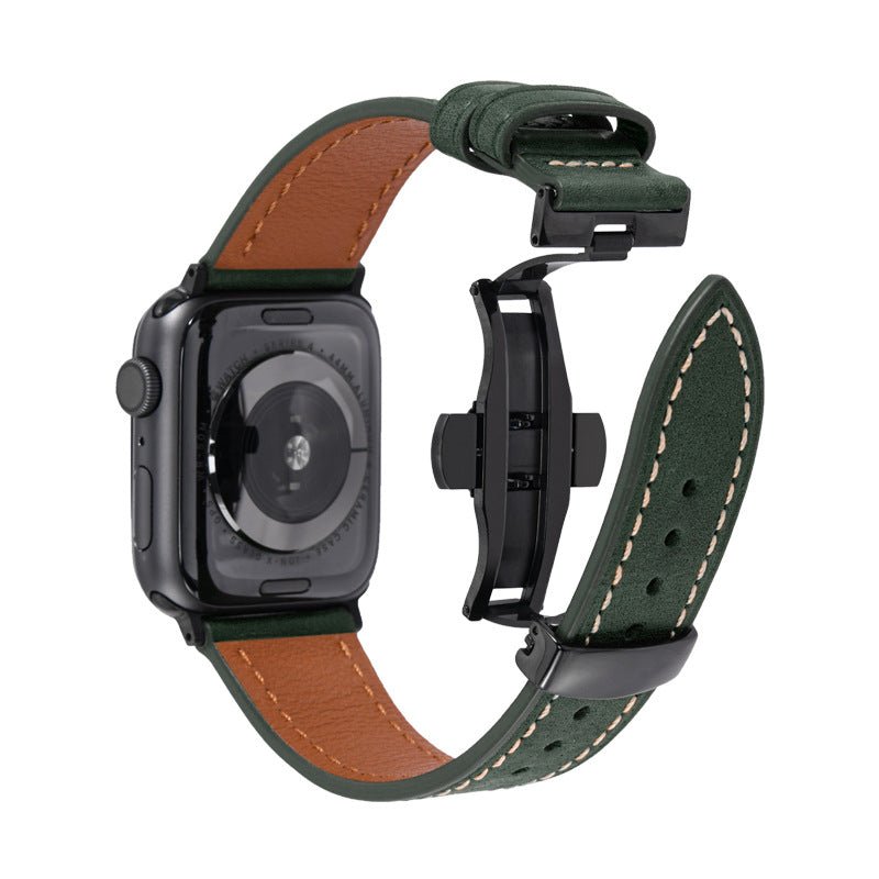 Luxury Leather Butterfly Buckle Band for Apple Watch - Wear with style