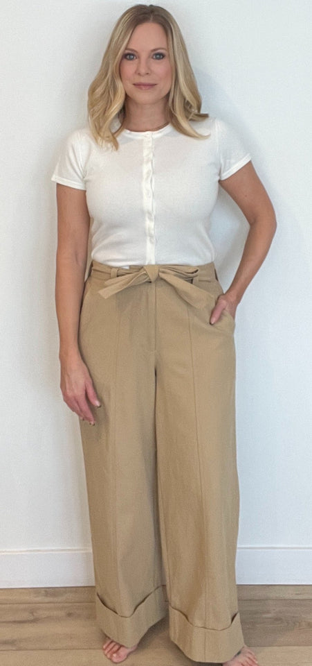 Macy Cotton Pants-Khaki - Wear with style