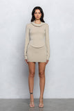 Marlin Heavy Nylon Hooded Cowl Top & Mini Skirt Set | Back Cut - Out Trendy Party Look - Wear with style